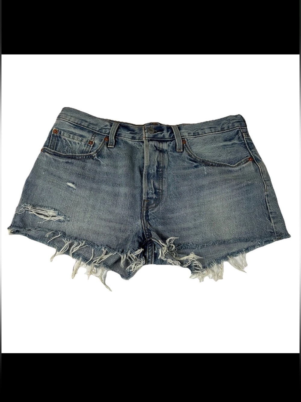 Levi’s 501 Women’s Jean Short Shorts Size W30 Frayed Light Wash Button Fly #3456